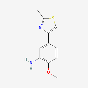 molecular formula C11H12N2OS B11782164 2-Methoxy-5-(2-methylthiazol-4-yl)aniline 