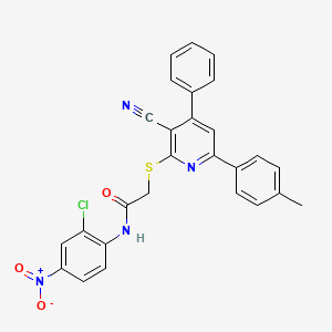 molecular formula C27H19ClN4O3S B11782231 N-(2-Chloro-4-nitrophenyl)-2-((3-cyano-4-phenyl-6-(p-tolyl)pyridin-2-yl)thio)acetamide 