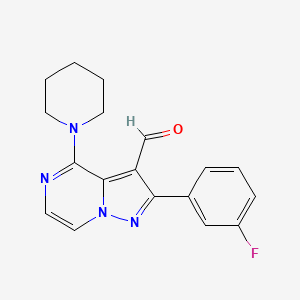 2-(3-Fluorophenyl)-4-(piperidin-1-yl)pyrazolo[1,5-a]pyrazine-3-carbaldehyde