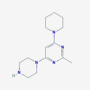 molecular formula C14H23N5 B11782290 2-Methyl-4-(piperazin-1-yl)-6-(piperidin-1-yl)pyrimidine 