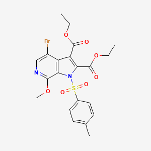 molecular formula C21H21BrN2O7S B11782374 Diethyl 4-bromo-7-methoxy-1-tosyl-1H-pyrrolo[2,3-c]pyridine-2,3-dicarboxylate 