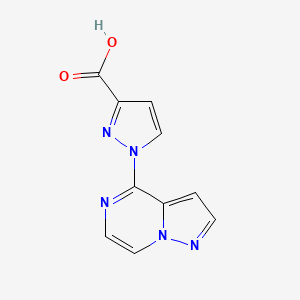 molecular formula C10H7N5O2 B11782383 1-(Pyrazolo[1,5-a]pyrazin-4-yl)-1H-pyrazole-3-carboxylic acid 