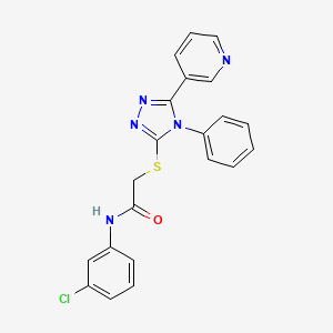 molecular formula C21H16ClN5OS B11782405 N-(3-Chlorophenyl)-2-((4-phenyl-5-(pyridin-3-yl)-4H-1,2,4-triazol-3-yl)thio)acetamide 