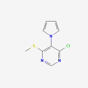 molecular formula C9H8ClN3S B11782419 4-Chloro-6-(methylthio)-5-(1H-pyrrol-1-yl)pyrimidine 