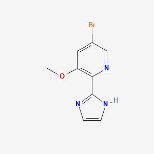 molecular formula C9H8BrN3O B11782465 5-Bromo-2-(1H-imidazol-2-yl)-3-methoxypyridine 