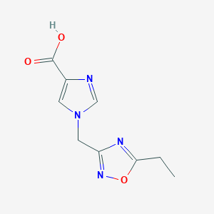 molecular formula C9H10N4O3 B11782491 1-((5-Ethyl-1,2,4-oxadiazol-3-yl)methyl)-1H-imidazole-4-carboxylic acid 