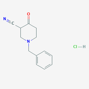 molecular formula C13H15ClN2O B11782530 1-Benzyl-4-oxopiperidine-3-carbonitrile hydrochloride 