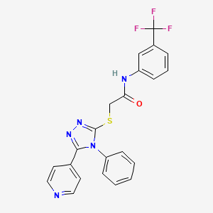 molecular formula C22H16F3N5OS B11782583 2-((4-Phenyl-5-(pyridin-4-yl)-4H-1,2,4-triazol-3-yl)thio)-N-(3-(trifluoromethyl)phenyl)acetamide 