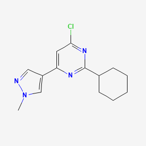 molecular formula C14H17ClN4 B11782733 4-Chloro-2-cyclohexyl-6-(1-methyl-1H-pyrazol-4-yl)pyrimidine 