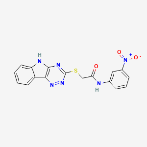 molecular formula C17H12N6O3S B11782750 2-((5H-[1,2,4]Triazino[5,6-b]indol-3-yl)thio)-N-(3-nitrophenyl)acetamide 