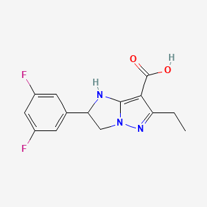 molecular formula C14H13F2N3O2 B11782830 2-(3,5-Difluorophenyl)-6-ethyl-2,3-dihydro-1H-imidazo[1,2-b]pyrazole-7-carboxylic acid 