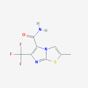 molecular formula C8H6F3N3OS B11782871 2-Methyl-6-(trifluoromethyl)imidazo[2,1-b]thiazole-5-carboxamide 