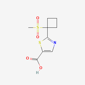 molecular formula C9H11NO4S2 B11783131 2-(1-(Methylsulfonyl)cyclobutyl)thiazole-5-carboxylicacid 