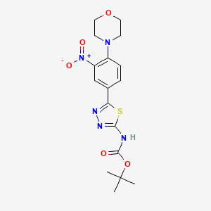 molecular formula C17H21N5O5S B11783332 Tert-butyl (5-(4-morpholino-3-nitrophenyl)-1,3,4-thiadiazol-2-YL)carbamate 