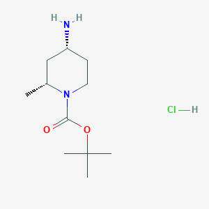 molecular formula C11H23ClN2O2 B11783347 cis-tert-Butyl4-amino-2-methylpiperidine-1-carboxylatehydrochloride 