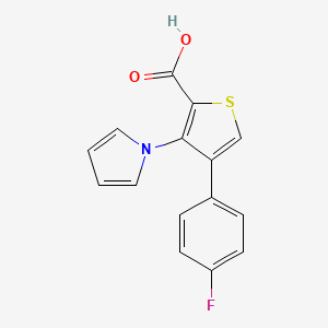 molecular formula C15H10FNO2S B11783383 4-(4-Fluorophenyl)-3-(1H-pyrrol-1-yl)thiophene-2-carboxylic acid 