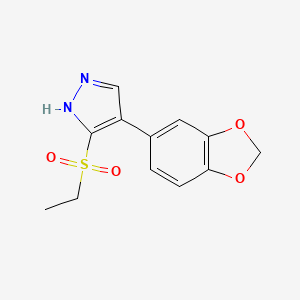 molecular formula C12H12N2O4S B11783397 4-(Benzo[d][1,3]dioxol-5-yl)-3-(ethylsulfonyl)-1H-pyrazole 