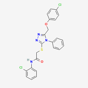 molecular formula C23H18Cl2N4O2S B11783441 2-((5-((4-Chlorophenoxy)methyl)-4-phenyl-4H-1,2,4-triazol-3-yl)thio)-N-(2-chlorophenyl)acetamide 