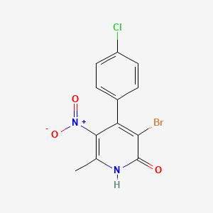 molecular formula C12H8BrClN2O3 B11783511 3-Bromo-4-(4-chlorophenyl)-6-methyl-5-nitropyridin-2-ol 