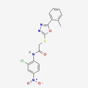 molecular formula C17H13ClN4O4S B11783516 N-(2-Chloro-4-nitrophenyl)-2-((5-(o-tolyl)-1,3,4-oxadiazol-2-yl)thio)acetamide 