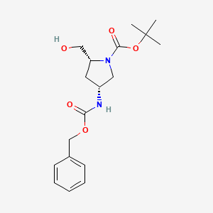 molecular formula C18H26N2O5 B11783552 rel-tert-butyl (2R,4R)-4-(((benzyloxy)carbonyl)amino)-2-(hydroxymethyl)pyrrolidine-1-carboxylate CAS No. 1624261-72-8