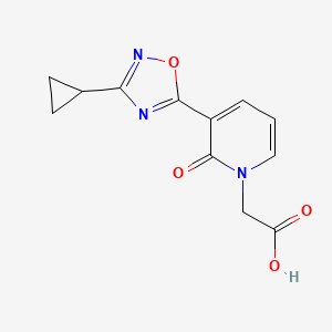 molecular formula C12H11N3O4 B11783574 2-(3-(3-Cyclopropyl-1,2,4-oxadiazol-5-yl)-2-oxopyridin-1(2H)-yl)acetic acid 