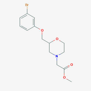 molecular formula C14H18BrNO4 B11783601 Methyl2-(2-((3-bromophenoxy)methyl)morpholino)acetate 