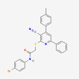 N-(4-Bromophenyl)-2-((3-cyano-6-phenyl-4-(p-tolyl)pyridin-2-yl)thio)acetamide