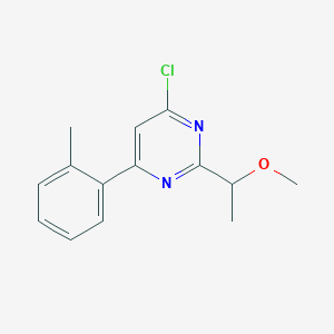 molecular formula C14H15ClN2O B11783661 4-Chloro-2-(1-methoxyethyl)-6-(o-tolyl)pyrimidine 