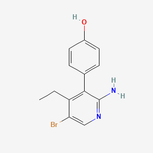 molecular formula C13H13BrN2O B11783897 4-(2-Amino-5-bromo-4-ethylpyridin-3-yl)phenol 