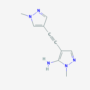 molecular formula C10H11N5 B11783957 1-Methyl-4-((1-methyl-1H-pyrazol-4-yl)ethynyl)-1H-pyrazol-5-amine 