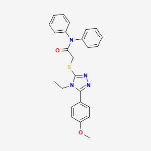 molecular formula C25H24N4O2S B11784007 2-((4-Ethyl-5-(4-methoxyphenyl)-4H-1,2,4-triazol-3-yl)thio)-N,N-diphenylacetamide 