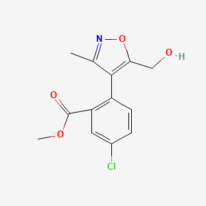 molecular formula C13H12ClNO4 B11784062 Methyl 5-chloro-2-(5-(hydroxymethyl)-3-methylisoxazol-4-yl)benzoate 