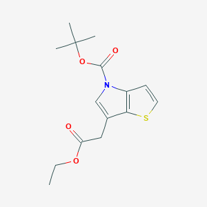 molecular formula C15H19NO4S B11784145 tert-butyl 6-(2-ethoxy-2-oxoethyl)-4H-thieno[3,2-b]pyrrole-4-carboxylate 