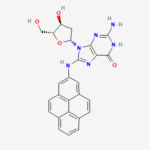 2-amino-9-[(2R,4S,5R)-4-hydroxy-5-(hydroxymethyl)oxolan-2-yl]-8-(pyren-2-ylamino)-1H-purin-6-one