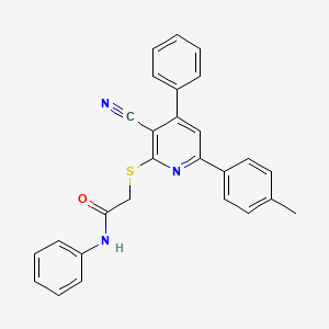 2-((3-Cyano-4-phenyl-6-(p-tolyl)pyridin-2-yl)thio)-N-phenylacetamide