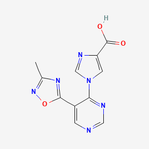 molecular formula C11H8N6O3 B11784285 1-(5-(3-Methyl-1,2,4-oxadiazol-5-yl)pyrimidin-4-yl)-1H-imidazole-4-carboxylicacid 