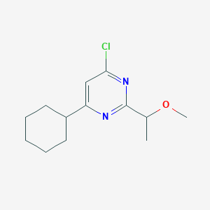 molecular formula C13H19ClN2O B11784406 4-Chloro-6-cyclohexyl-2-(1-methoxyethyl)pyrimidine 