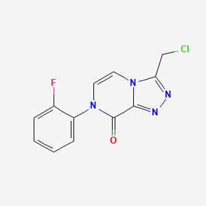 molecular formula C12H8ClFN4O B11784559 3-(Chloromethyl)-7-(2-fluorophenyl)-[1,2,4]triazolo[4,3-a]pyrazin-8(7H)-one 