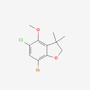 molecular formula C11H12BrClO2 B11784616 7-Bromo-5-chloro-4-methoxy-3,3-dimethyl-2,3-dihydrobenzofuran 