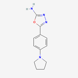 molecular formula C12H14N4O B11784688 5-(4-(Pyrrolidin-1-yl)phenyl)-1,3,4-oxadiazol-2-amine 