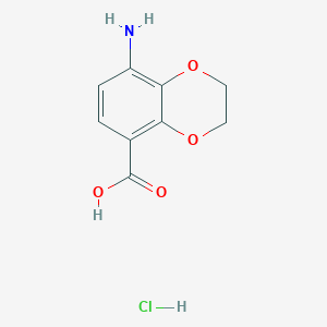 molecular formula C9H10ClNO4 B11784930 8-Amino-2,3-dihydrobenzo[b][1,4]dioxine-5-carboxylic acid hydrochloride 