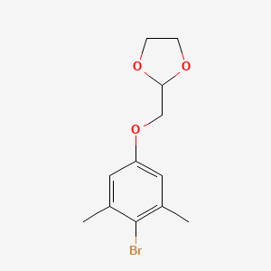 molecular formula C12H15BrO3 B11785114 2-(4-Bromo-3,5-dimethyl-phenoxy)methyl-1,3-dioxolane 