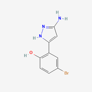 molecular formula C9H8BrN3O B11785116 2-(3-Amino-1H-pyrazol-5-yl)-4-bromophenol 