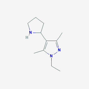 molecular formula C11H19N3 B11785170 1-Ethyl-3,5-dimethyl-4-(pyrrolidin-2-yl)-1H-pyrazole 