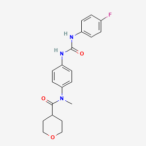 molecular formula C20H22FN3O3 B11785629 N-(4-(3-(4-Fluorophenyl)ureido)phenyl)-N-methyltetrahydro-2H-pyran-4-carboxamide 