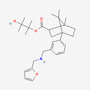 3-Hydroxy-2,3-dimethylbutan-2-yl 4-(3-(((furan-2-ylmethyl)amino)methyl)phenyl)-1,7,7-trimethylbicyclo[2.2.1]heptane-2-carboxylate