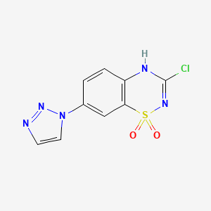 molecular formula C9H6ClN5O2S B11785711 3-Chloro-7-(1H-1,2,3-triazol-1-yl)-2H-benzo[e][1,2,4]thiadiazine 1,1-dioxide 