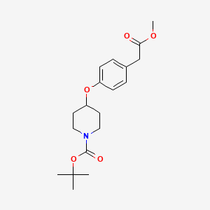 molecular formula C19H27NO5 B11785759 tert-Butyl 4-(4-(2-methoxy-2-oxoethyl)phenoxy)piperidine-1-carboxylate 