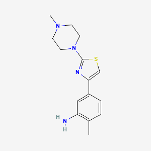 molecular formula C15H20N4S B11786057 2-Methyl-5-(2-(4-methylpiperazin-1-yl)thiazol-4-yl)aniline 